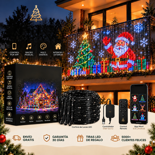 Luces Navideñas Animadas Inteligentes para Balcón
