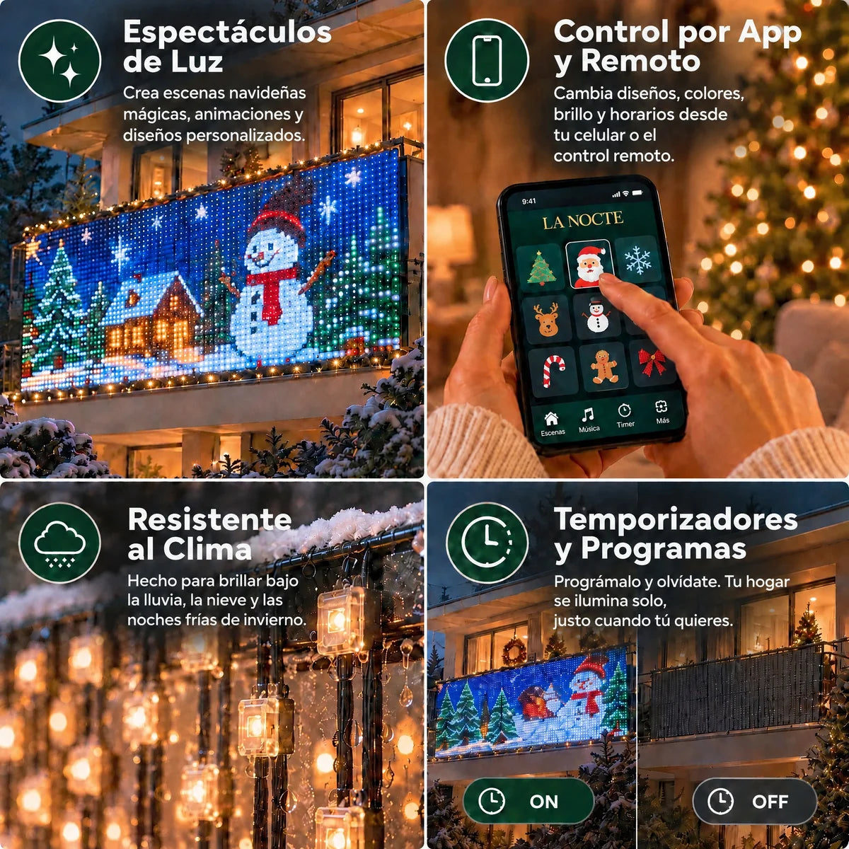 Luces Navideñas Animadas Inteligentes para Balcón