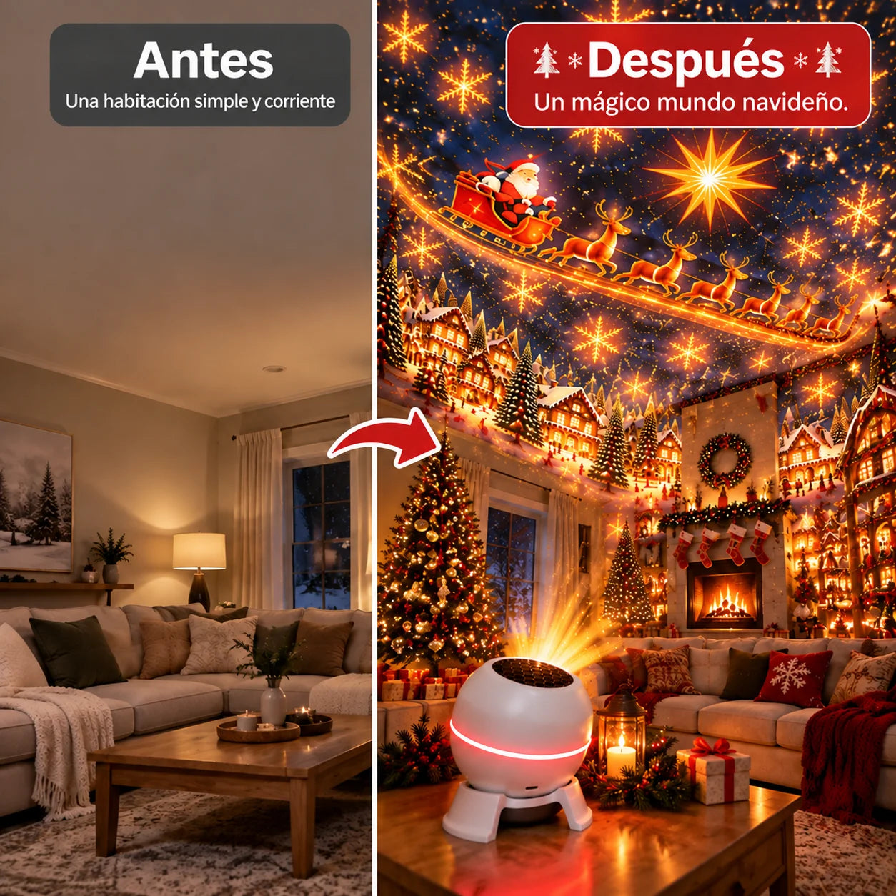 Proyector inteligente holográfico de cielo navideño de 360°