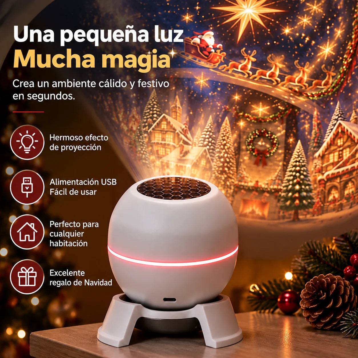 Proyector inteligente holográfico de cielo navideño de 360°