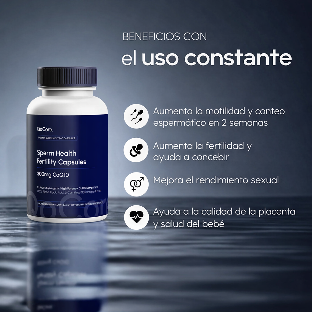 Cápsulas para la fertilidad y la salud del esperma | 300 mg de CoQ10 + potenciadores de alta potencia