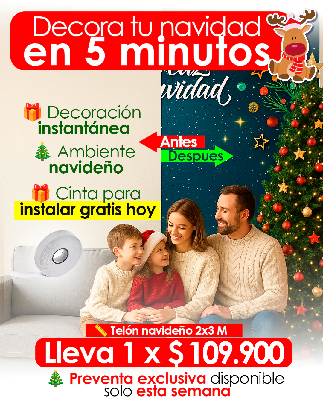 Telon navideño 2x3 Metros